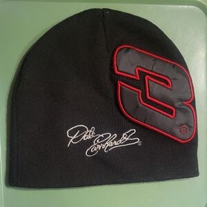 Vintage Nascar Dale Earnhardt Black Beanie  with signature and Number 3